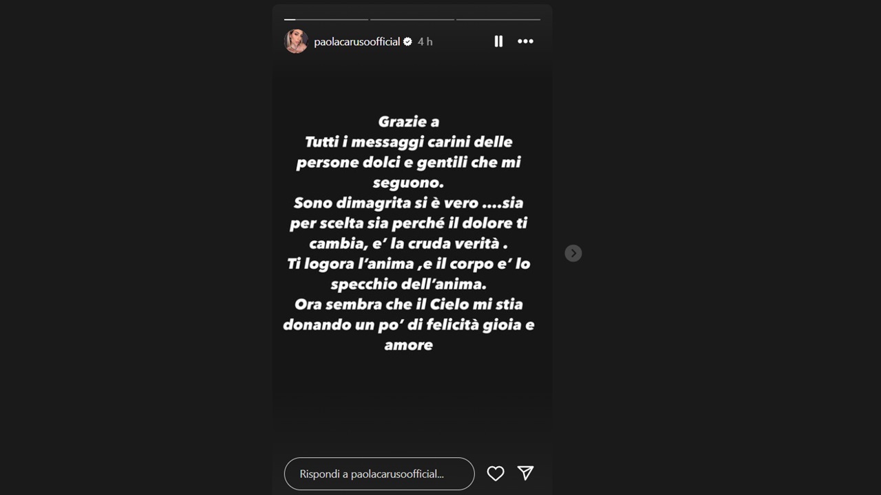 Il post sul dimagrimento di Paola Caruso