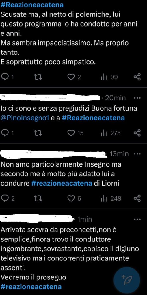 Il web commenta Pino Insegno a Reazione a catena