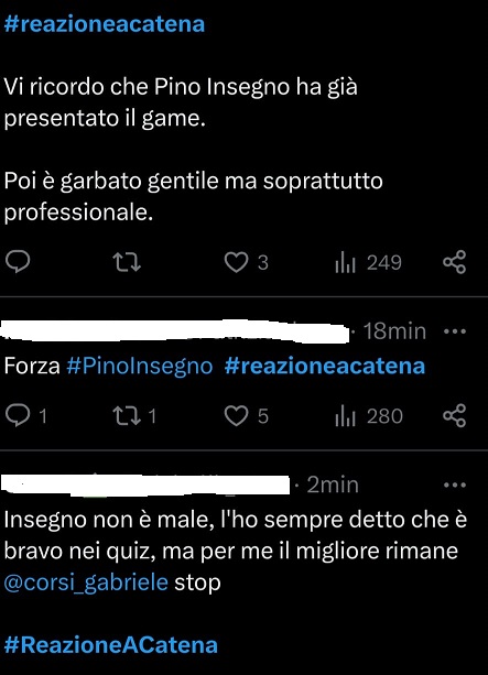 Il web commenta Pino Insegno a Reazione a catena