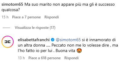 commento instagram elisabetta franchi