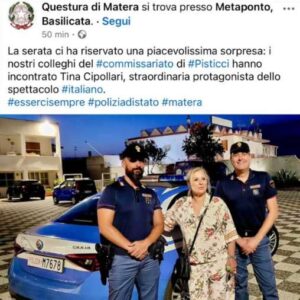 tina cipollari con polizia di matera