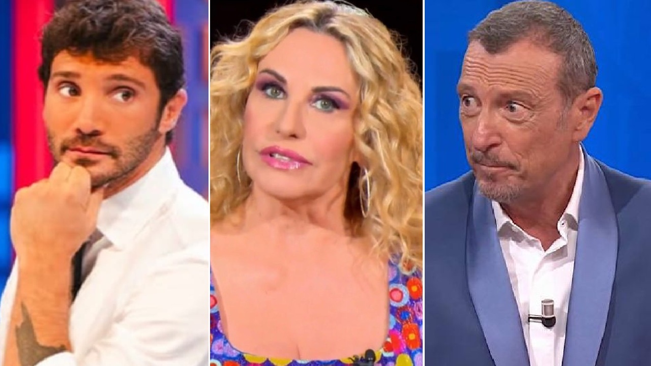 Antonella Clerici Stefano De Martino Amadeus collage