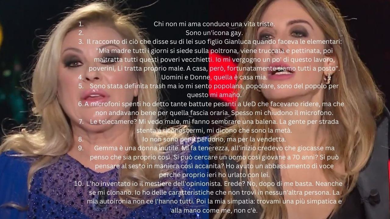 Tina Cipollari e Francesca Fagnani frasi
