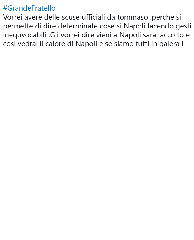 Commento sulla battuta di Tommaso su Napoli al Grande Fratello
