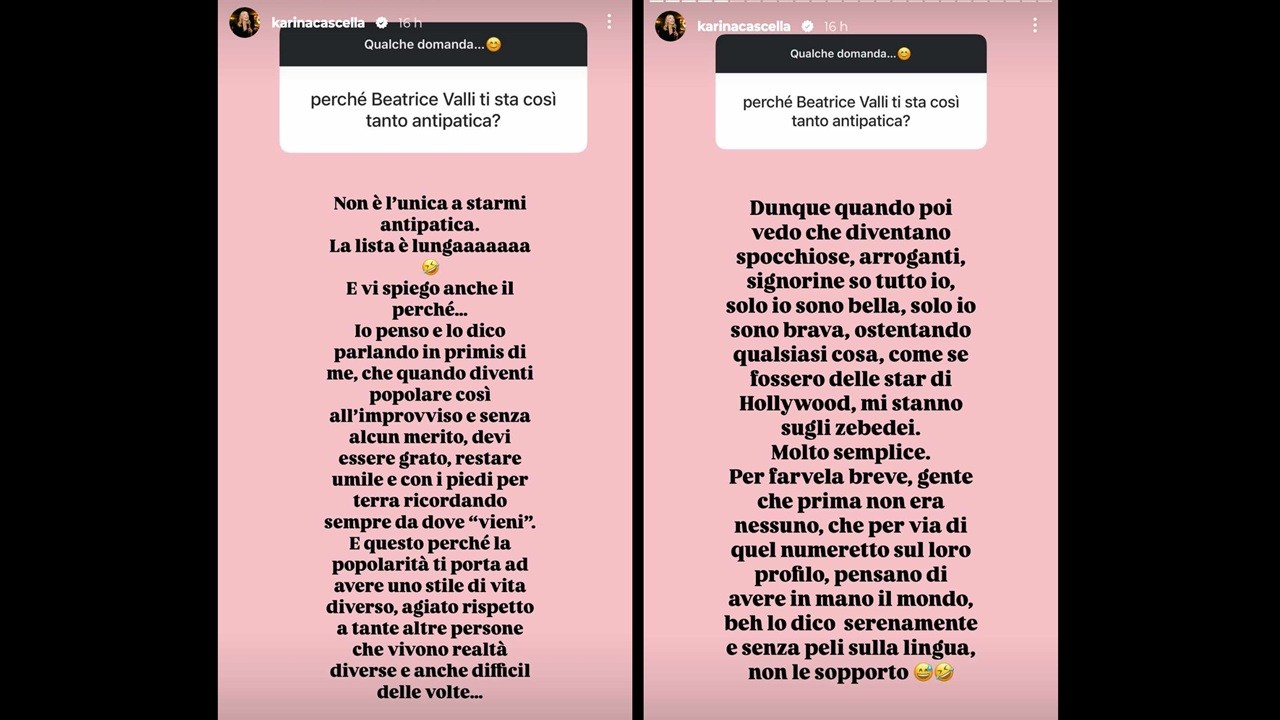 Karina Cascella contro le influencer