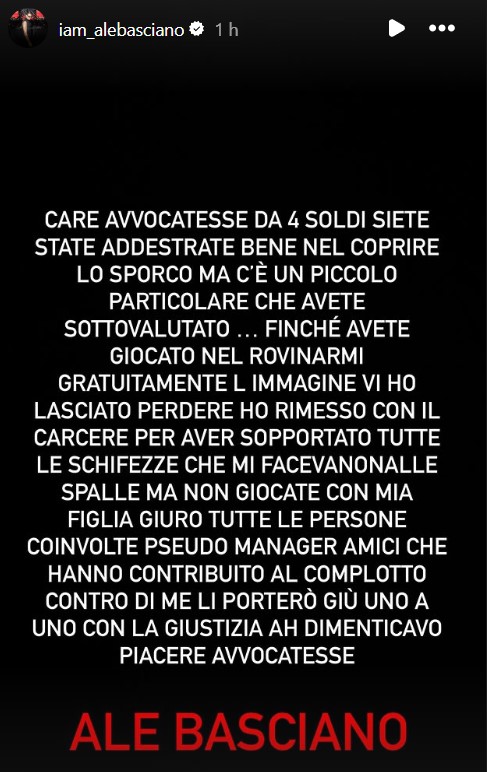 Ultime dichiarazioni Alessandro Basciano