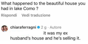 Commento Chiara Ferragni su Villa Matilda