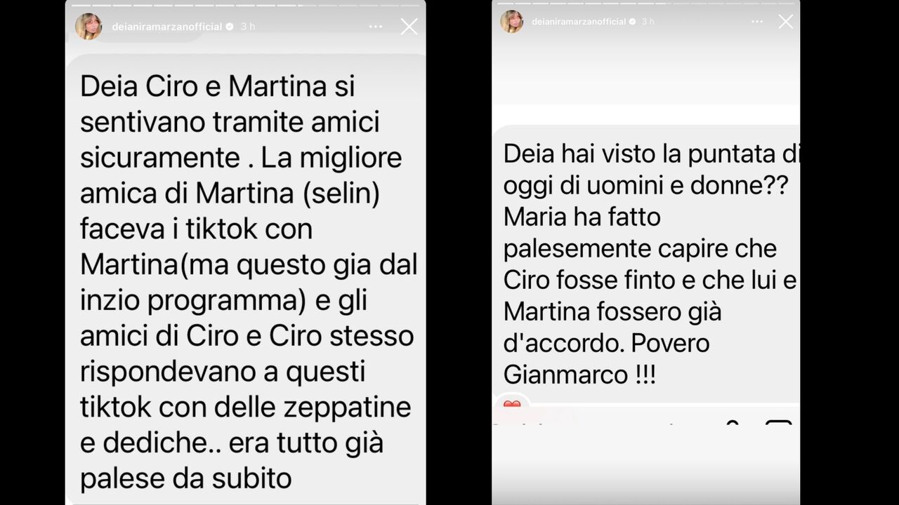 Segnalazione di Deianira Marzano su Ciro e Martina di Uomini e Donne