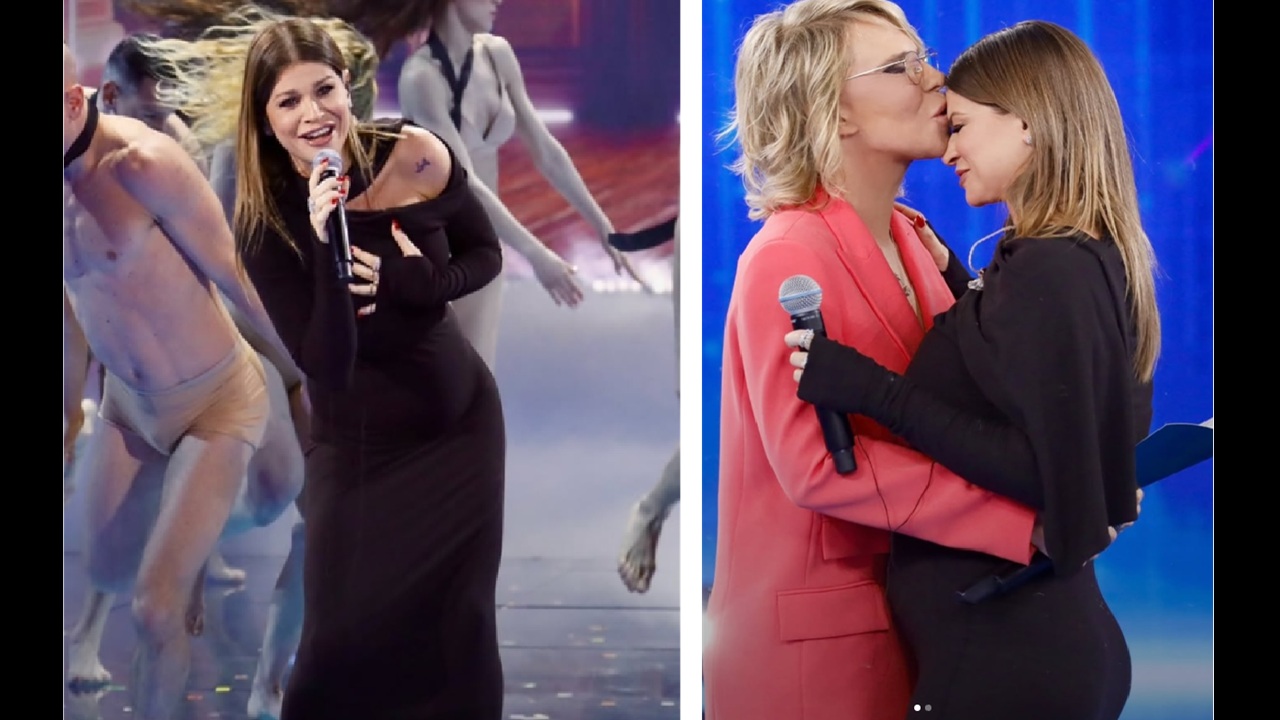 Maria De Filippi e Alessandra Amoroso studio tv