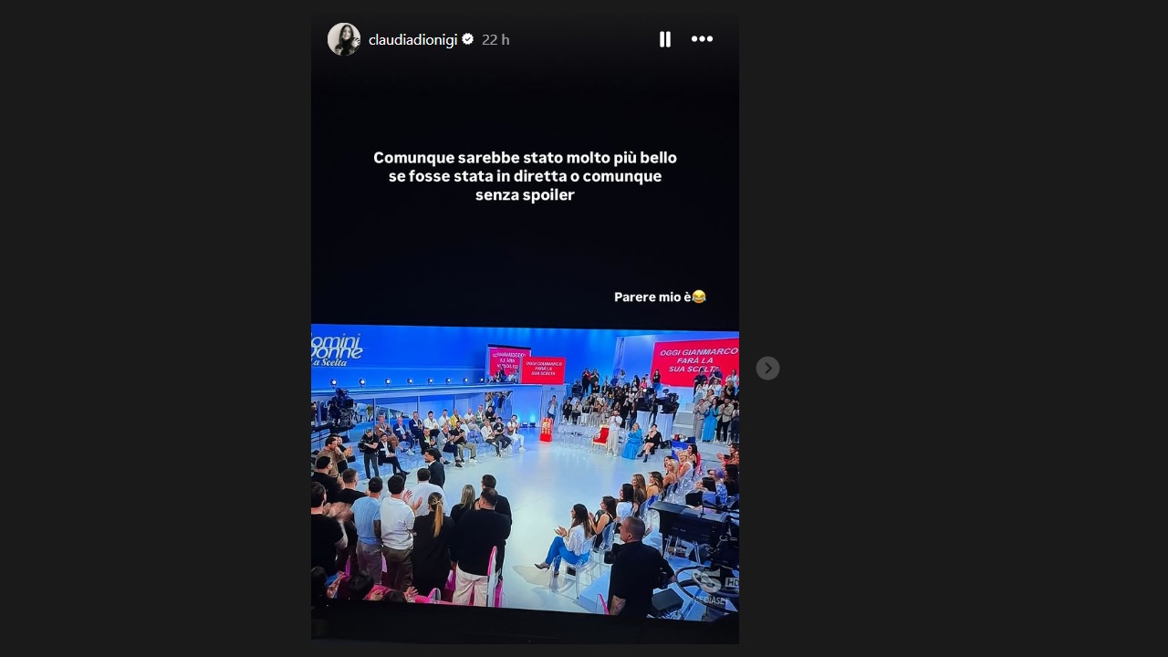 Storia Instagram di Claudia Dionigi