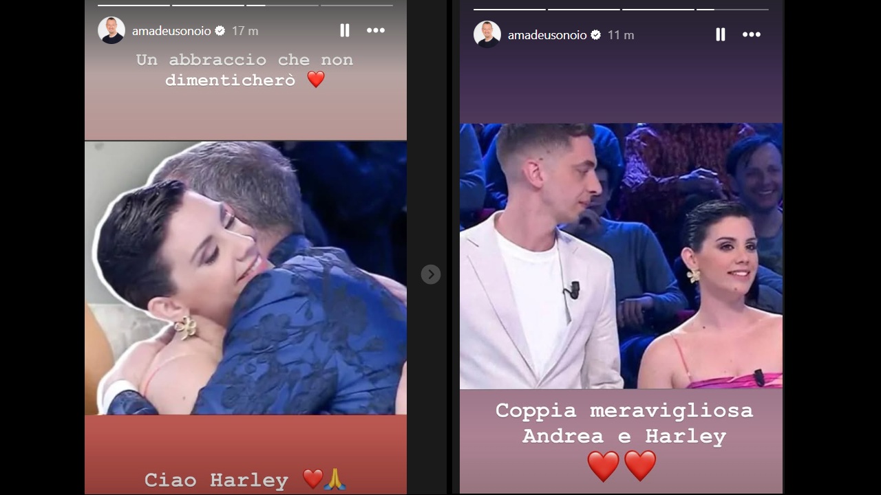 Amadeus e l'abbraccio con Harley Zuriatti