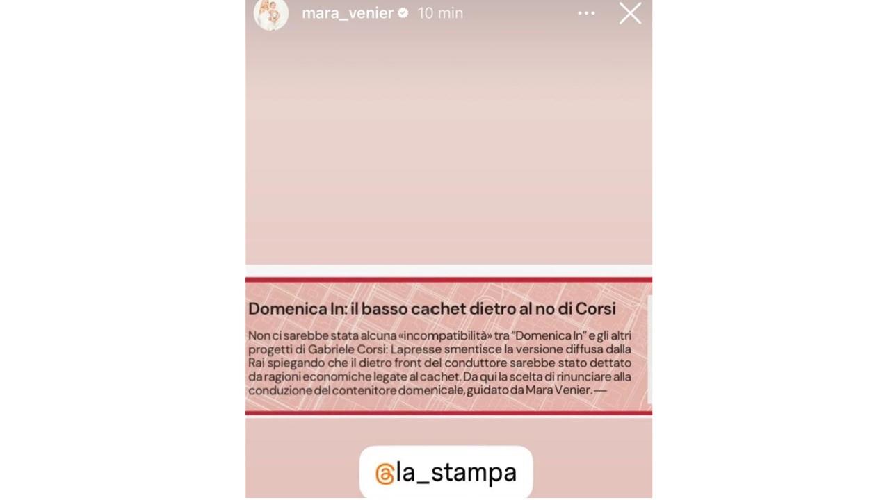 La storia Ig di Mara Venier su Domenica In