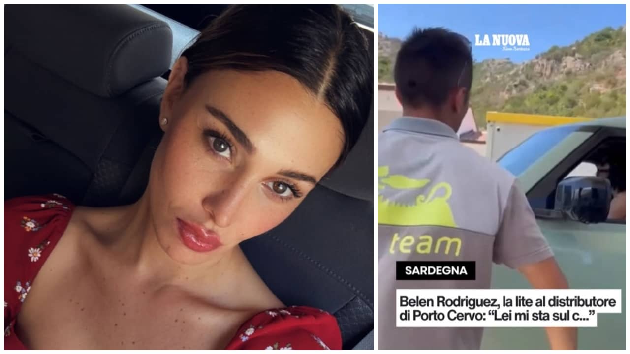 Belen Rodriguez, la lite al distributore di benzina in Sardegna