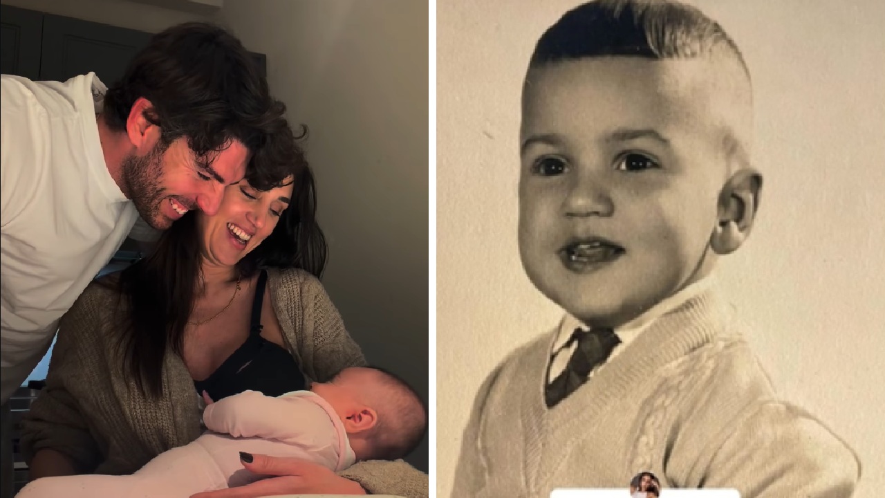 Cecilia Rodriguez sorridente con la figlia e Ignazio Moser