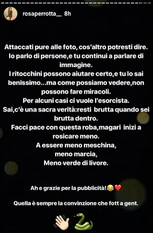 rosa perrotta risponde a karina cascella