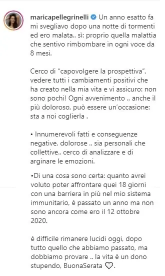 Marica Pellegrinelli, salute