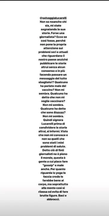 Roberta Mercurio risposta a Selvaggia Lucarelli