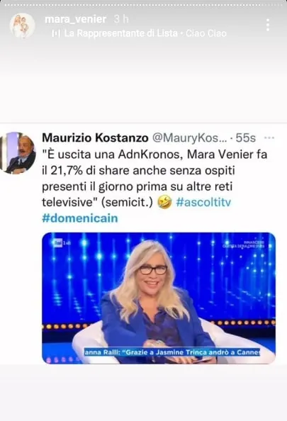 Mara Venier Bortuzzo controreplica