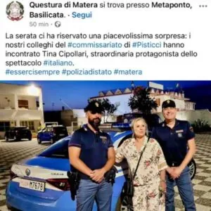 tina cipollari con polizia di matera