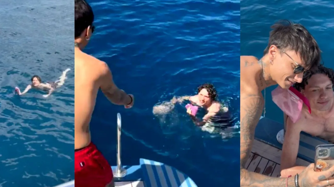 Ultimo, un fan lo raggiunge a nuoto sulla barca