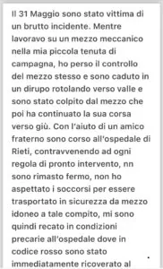 Lucio Presta incidente trattore comunicato 1