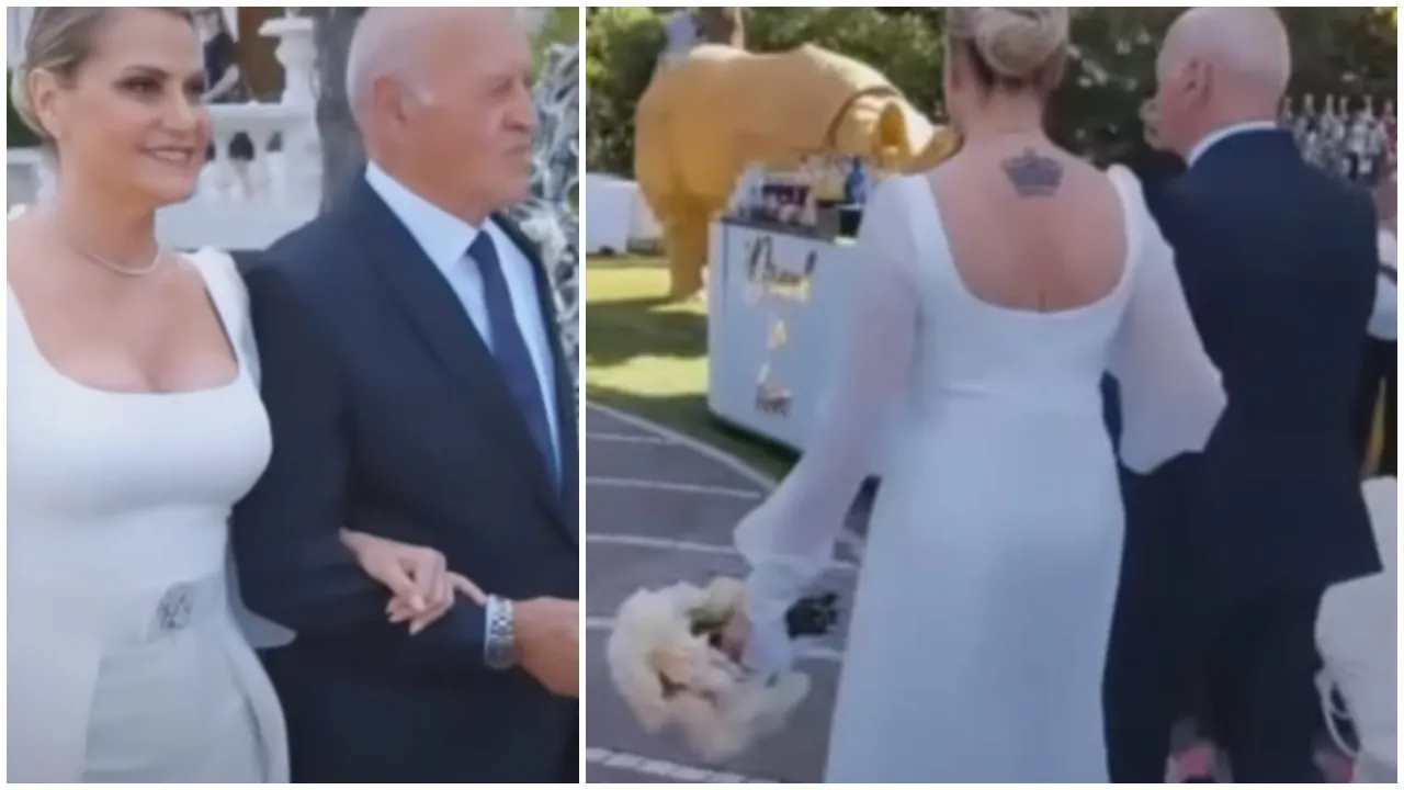 Simona Ventura si sposa con un completo total white