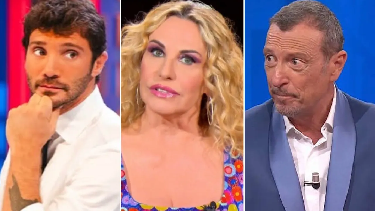 Antonella Clerici Stefano De Martino Amadeus collage