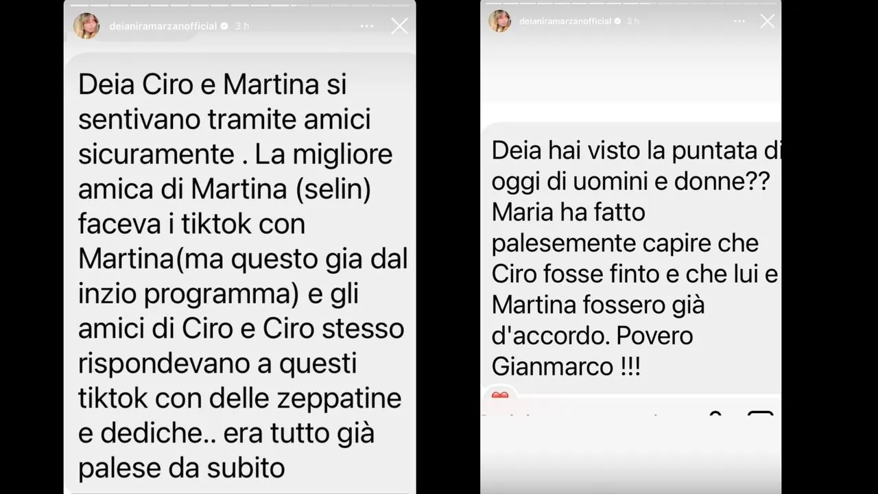 Segnalazione di Deianira Marzano su Ciro e Martina di Uomini e Donne