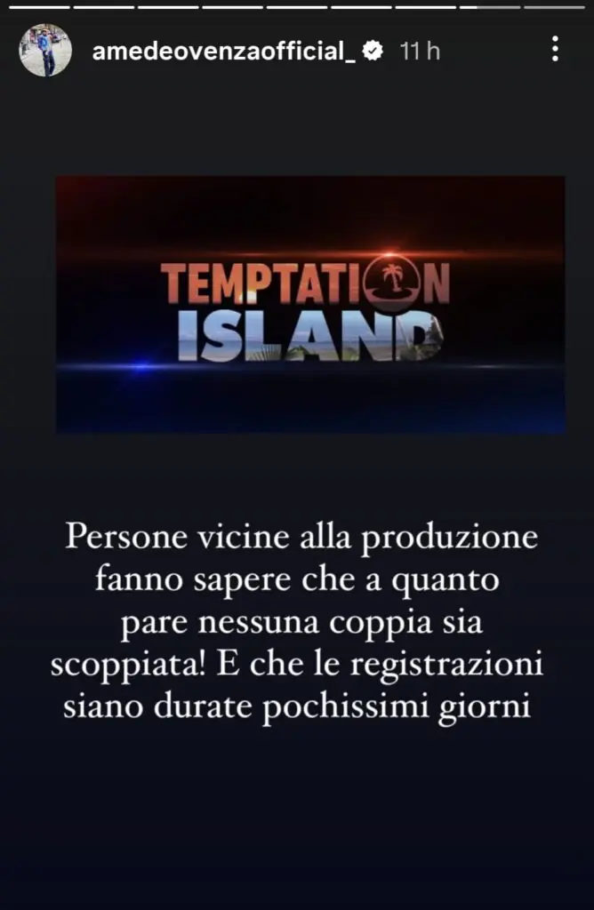 Segnalazione Amedeo Venza su Temptation Island