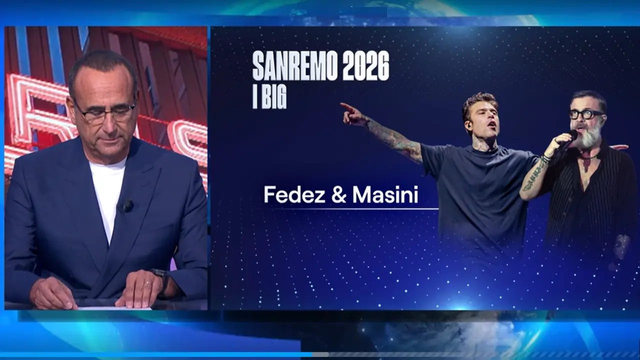 Carlo Conti annuncia i cantanti al tg1