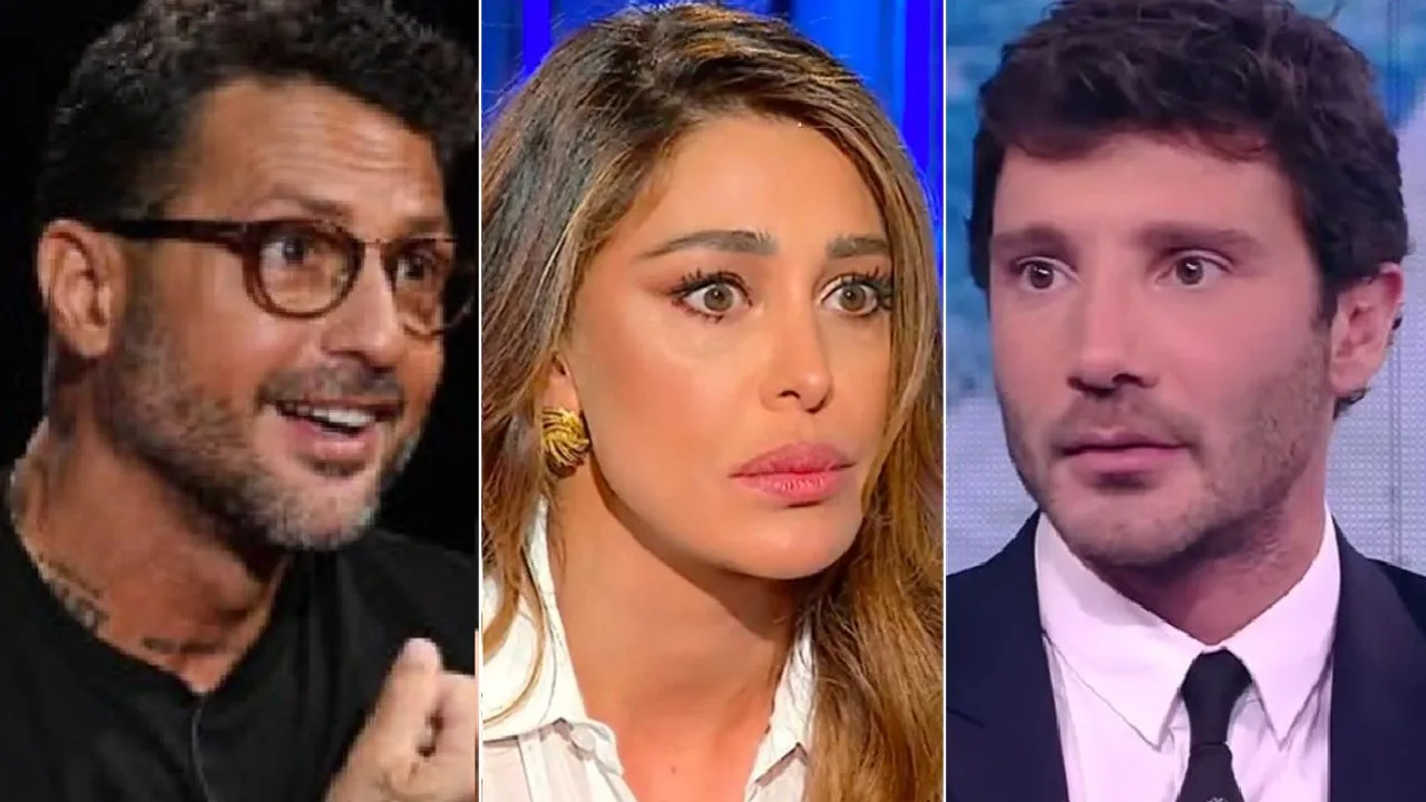 Collage di Stefano De Martino, Fabrizio Corona e Belen Rodriguez